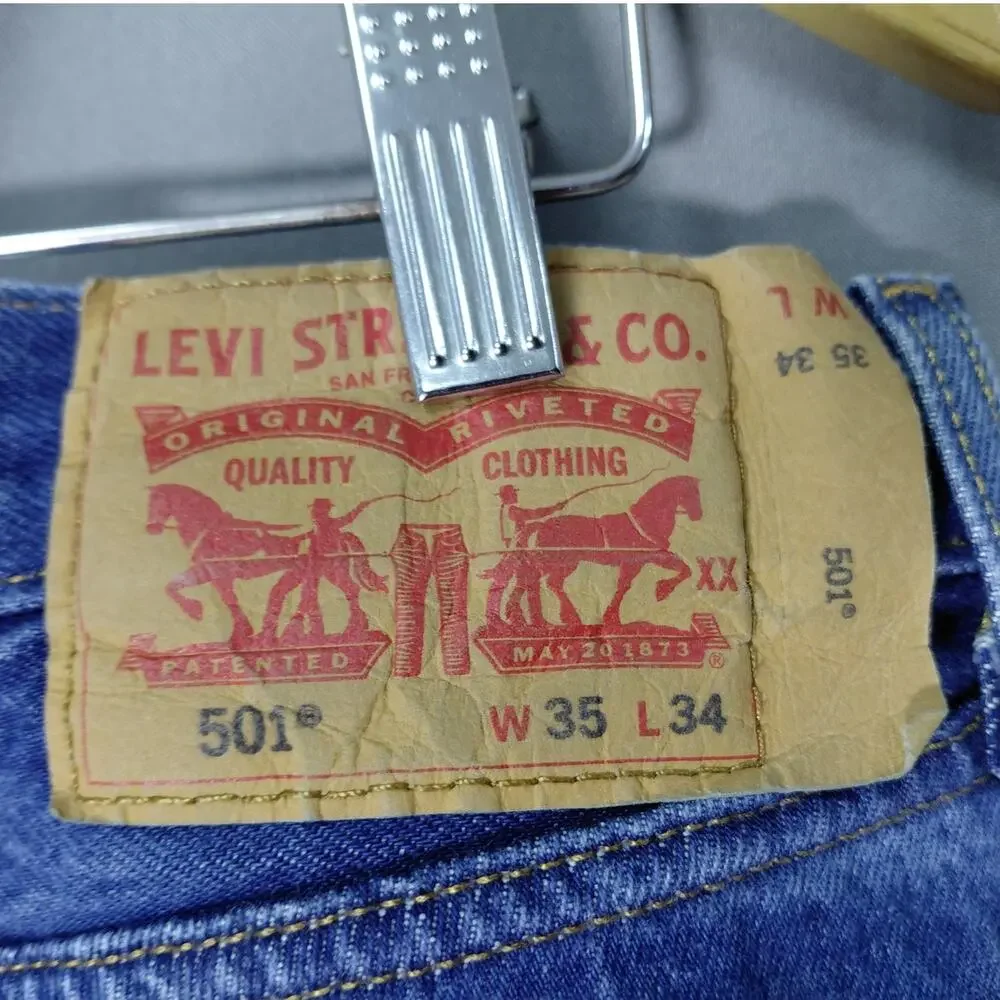 Levi's 501 Blue Straight Leg Jeans Men Size W35 L34